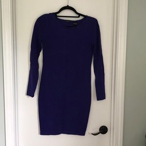 Sapphire blue fitted sweater dress